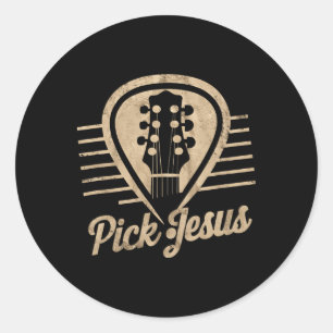Gitaar Pick Jezus Muziek Pastor Gelukkige Pasen Da Ronde Sticker