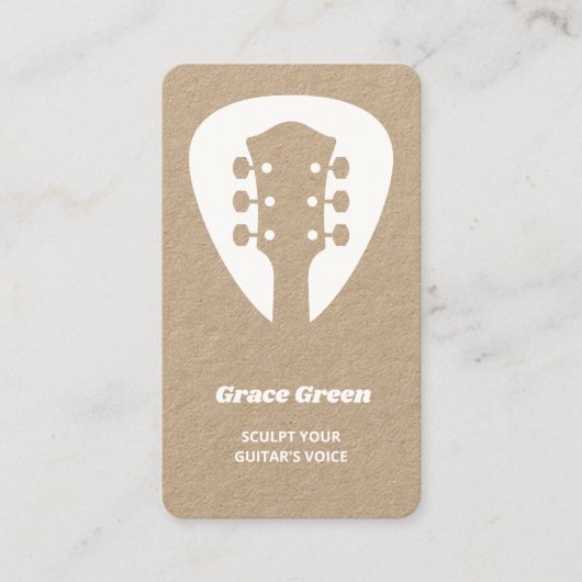 Gitaar Pick Kraft Visitekaartje (Voorkant)