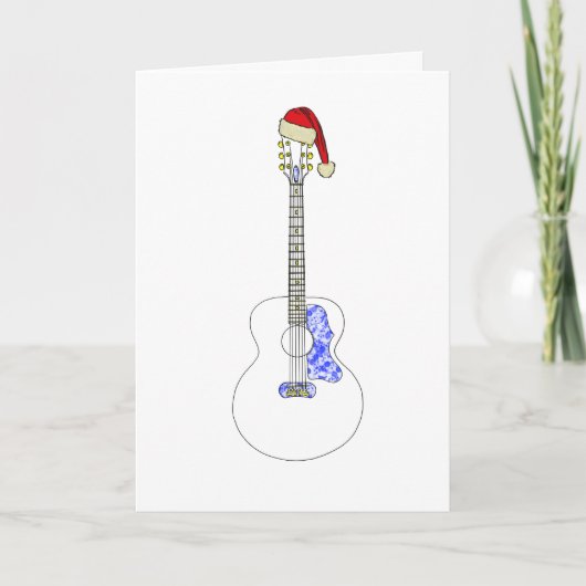 Gitaar Prettig Kerstmis Minimalistische Tekening Kaart (Voorkant)