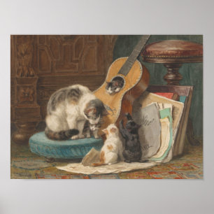  gitaar Print Cat Kittens Piano Musicus