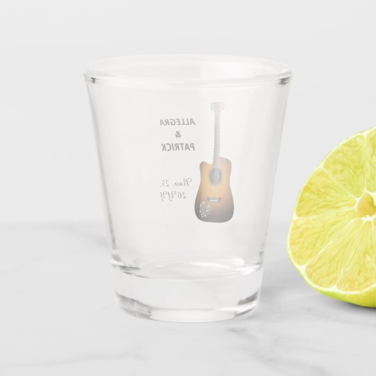 Gitaar Rhinestones Hart Muzikant Huwelijksgunst Shot Glas (Achterkant)