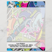 Gitaar Rock Music Star Grung Letterhead Stationery Briefhoofd Ontwerp (Voorkant)