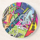 Gitaar Rock Music Star Grunge Grafitti Onderzetter (Voorkant)
