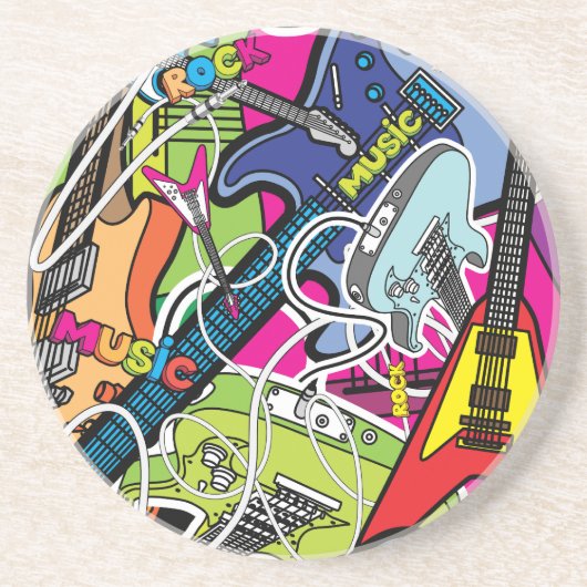 Gitaar Rock Music Star Grunge Grafitti Onderzetter (Voorkant)