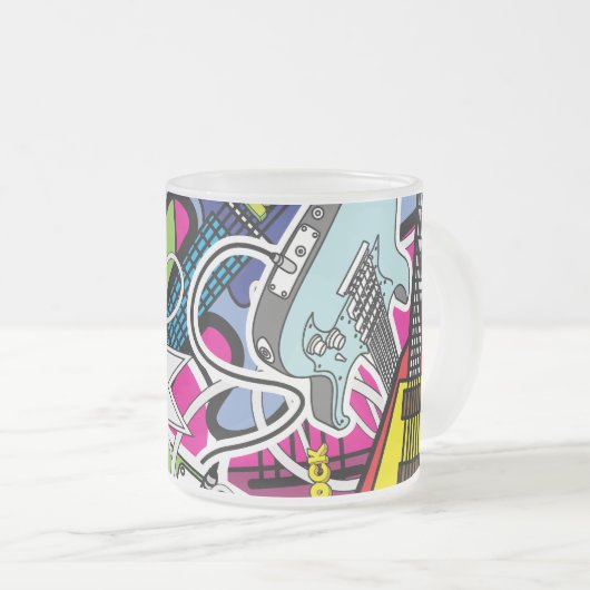 Gitaar Rock Muziek Frosted Glass Coffee Mok Cup (Voorkant rechts)