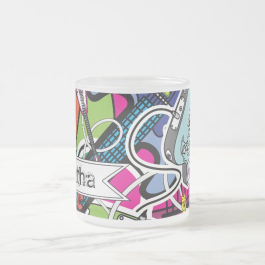 Gitaar Rock Muziek Frosted Glass Coffee Mok Cup (Center)