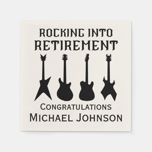 Gitaar Rock 'n' Roll Pensioen Party Papier Servet (Voorkant)