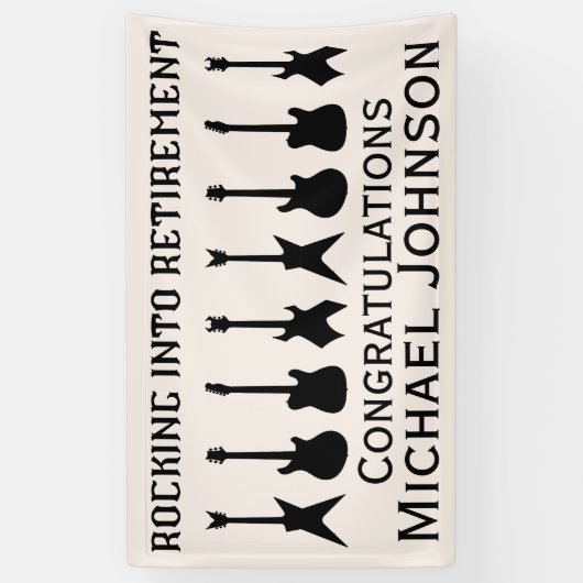 Gitaar Rock 'n' Roll Pensioenfeest Spandoek (Verticaal)