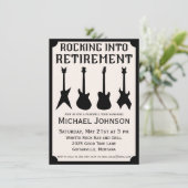 Gitaar Rock 'n' Roll Pensioenfeest Uitnodiging (Staand voorkant)