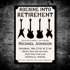 Gitaar Rock 'n' Roll Pensioenfeest Uitnodiging
