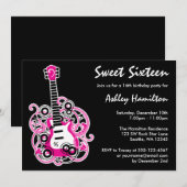 Gitaar Rock Star Sweet 16 Verjaardagsfeest Hot Pin Kaart (Voorkant / Achterkant)