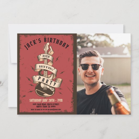 Gitaar Rock Verjaardagsfeest Muziekfestival Kaart (Voorkant)