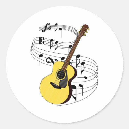 gitaar ronde sticker (Voorkant)