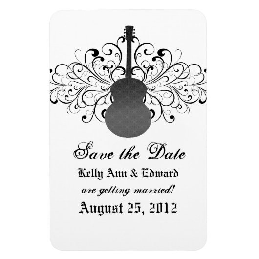 Gitaar Save the Date-magneet met kronkelmotief, gr Magneet (Verticaal)