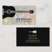 Gitaar silhouet op faux iriscent effect visitekaartje (Voorkant / Achterkant)