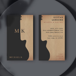 Gitaar Silhouet Tan Hout Monogram Gitarist Visitekaartje