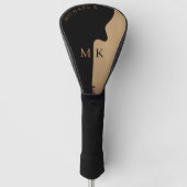 Gitaar Silhouet Tan Hout Naam Monogram Golfheadcover (Voorkant)