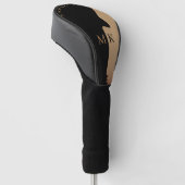 Gitaar Silhouet Tan Hout Naam Monogram Golfheadcover (Schuin)