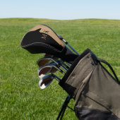 Gitaar Silhouet Tan Hout Naam Monogram Golfheadcover (Insitu)