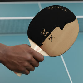 Gitaar Silhouet Tan Hout Naam Monogram Tafeltennisbatje