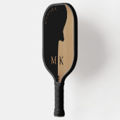 Gitaar Silhouette Tan Hout Naam Monogram Pickleball Paddle (Links)