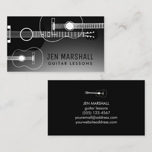 Gitaar silhouetten visitekaartje (Voorkant / Achterkant)