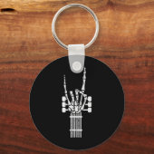 Gitaar Skelet Rock n Roll Rocker Sign Punk Hallo Sleutelhanger (Voorkant)