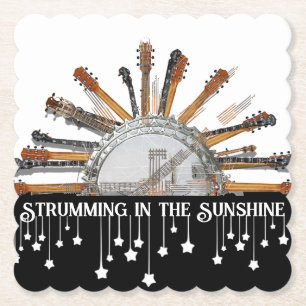 GITAAR SNAREN IN DE ZON KARTONNEN ONDERZETTERS