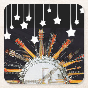 GITAAR SNAREN IN DE ZON KARTONNEN ONDERZETTERS