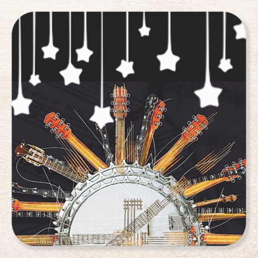 GITAAR SNAREN IN DE ZON KARTONNEN ONDERZETTERS (Voorkant)