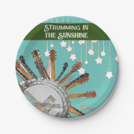 GITAAR SNAREN IN DE ZON PAPIEREN BORDJE