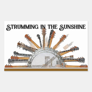 GITAAR SNAREN IN DE ZON RECHTHOEKIGE STICKER