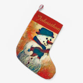 Gitaar Snowman gepersonaliseerd Kleine Kerstsok (Voorkant (Hangend))