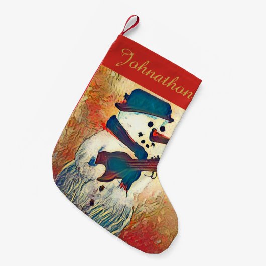 Gitaar Snowman gepersonaliseerd Kleine Kerstsok (Voorkant (Hangend))