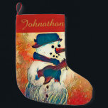 Gitaar Snowman gepersonaliseerd Kleine Kerstsok<br><div class="desc">Gitaar Sneeuwman Gepersonaliseerde Kleine Kerstkous gemaakt van een schilderij dat mijn zoon met zijn oma op kerstdag deed! Mix en match je favoriete Up On the Mountain Holiday Design op je favoriete producten!</div>