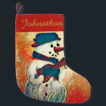Gitaar Snowman gepersonaliseerd Kleine Kerstsok<br><div class="desc">Gitaar Sneeuwman Gepersonaliseerde Kleine Kerstkous gemaakt van een schilderij dat mijn zoon met zijn oma op kerstdag deed! Mix en match je favoriete Up On the Mountain Holiday Design op je favoriete producten!</div>