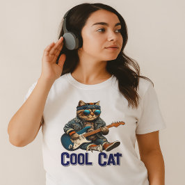 Gitaar spelen Cat - Cool Kat Vibes T-shirt