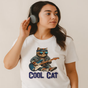 Gitaar spelen Cat - Cool Kat Vibes T-shirt