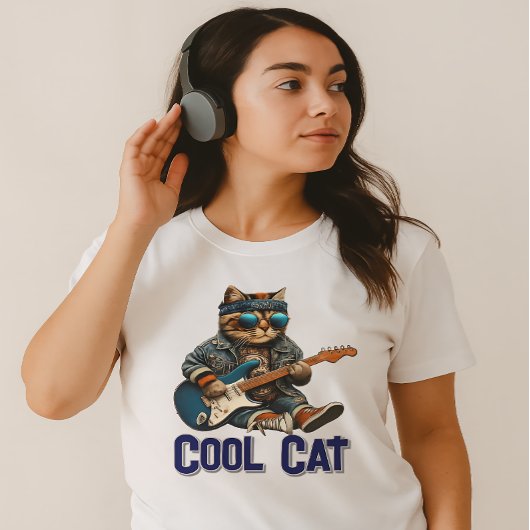 Gitaar spelen Cat - Cool Kat Vibes T-shirt