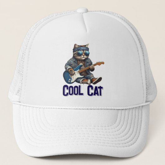 Gitaar spelen Cat - Cool Kat Vibes Trucker Pet (Voorkant)
