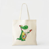 Gitaar spelen Dinosaurus Canvas tas (Voorkant)