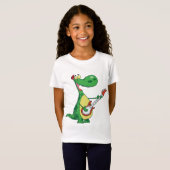 Gitaar Spelen Dinosaurus Meisjes T-shirt (Voorkant volledig)