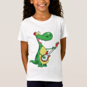 Gitaar Spelen Dinosaurus Meisjes T-shirt (Voorkant)