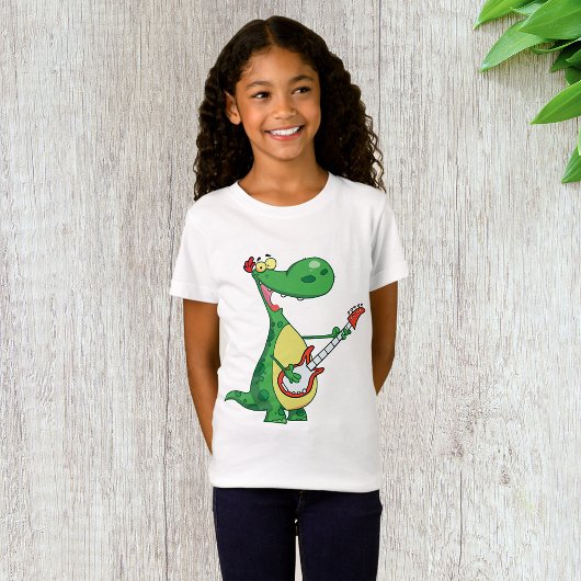 Gitaar Spelen Dinosaurus Meisjes T-shirt