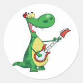 Gitaar spelen Dinosaurus Stickers (Voorkant)