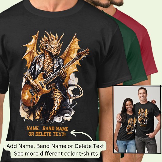Gitaar spelen Golden Winged Dragon, voeg bandnaam  T-shirt