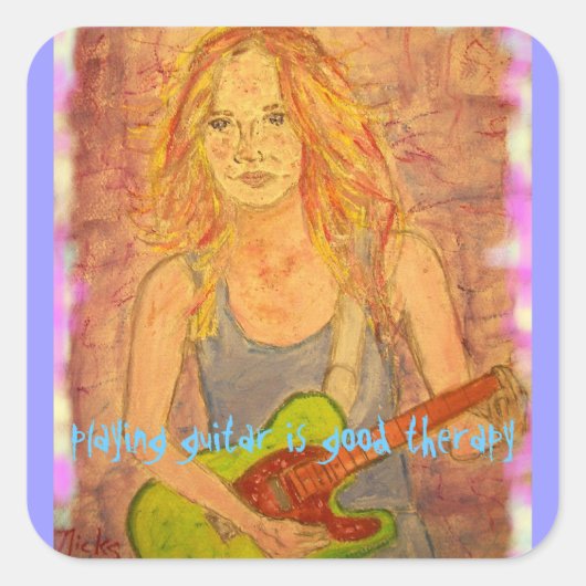 gitaar spelen is goede therapie vierkante sticker (Voorkant)
