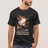 Gitaar spelen Koe Kawaii muziek gitarist T-shirt (Voorkant)