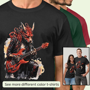 Gitaar spelen rode zwarte draak t-shirt