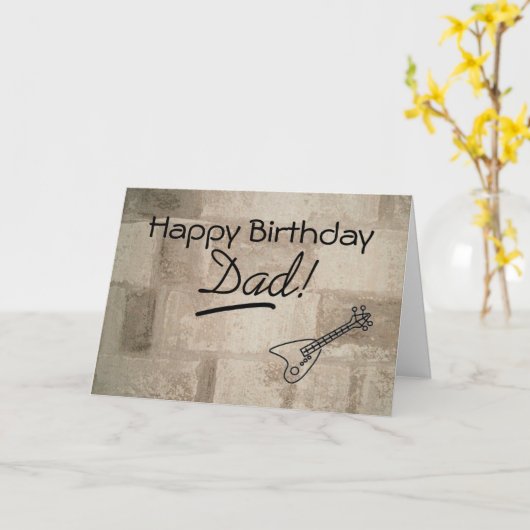 Gitaar spelen vader verjaardag Kaart (Gele Bloem)